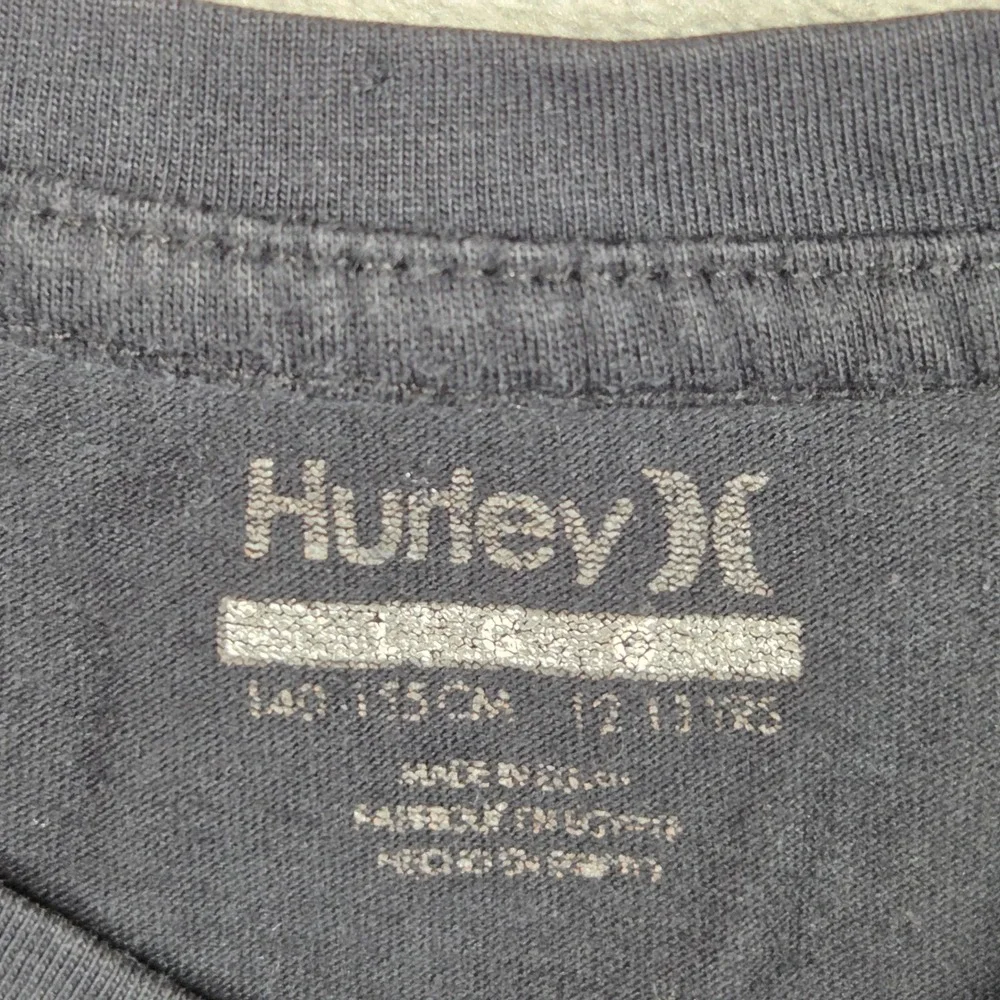 Hurley Black Graphic Tee Gold Foil Logo Short Sleeve Shirt Girls L 12/14